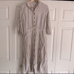 J Jill Love Linen Striped Latte Dress